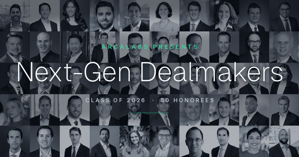 Mosaic of the fifty honorees of the ArcaLabs Next-Gen Dealmakers Class of 2026